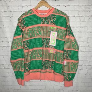 Sz M Sportswear Club Fleece Trippy Safari Sweatshirt In Pink Green FN1469-611
